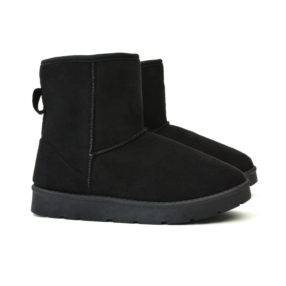 Junie Classic Flat Ankle Winter Boots with Faux Fur Insoles in Sand - Image 93