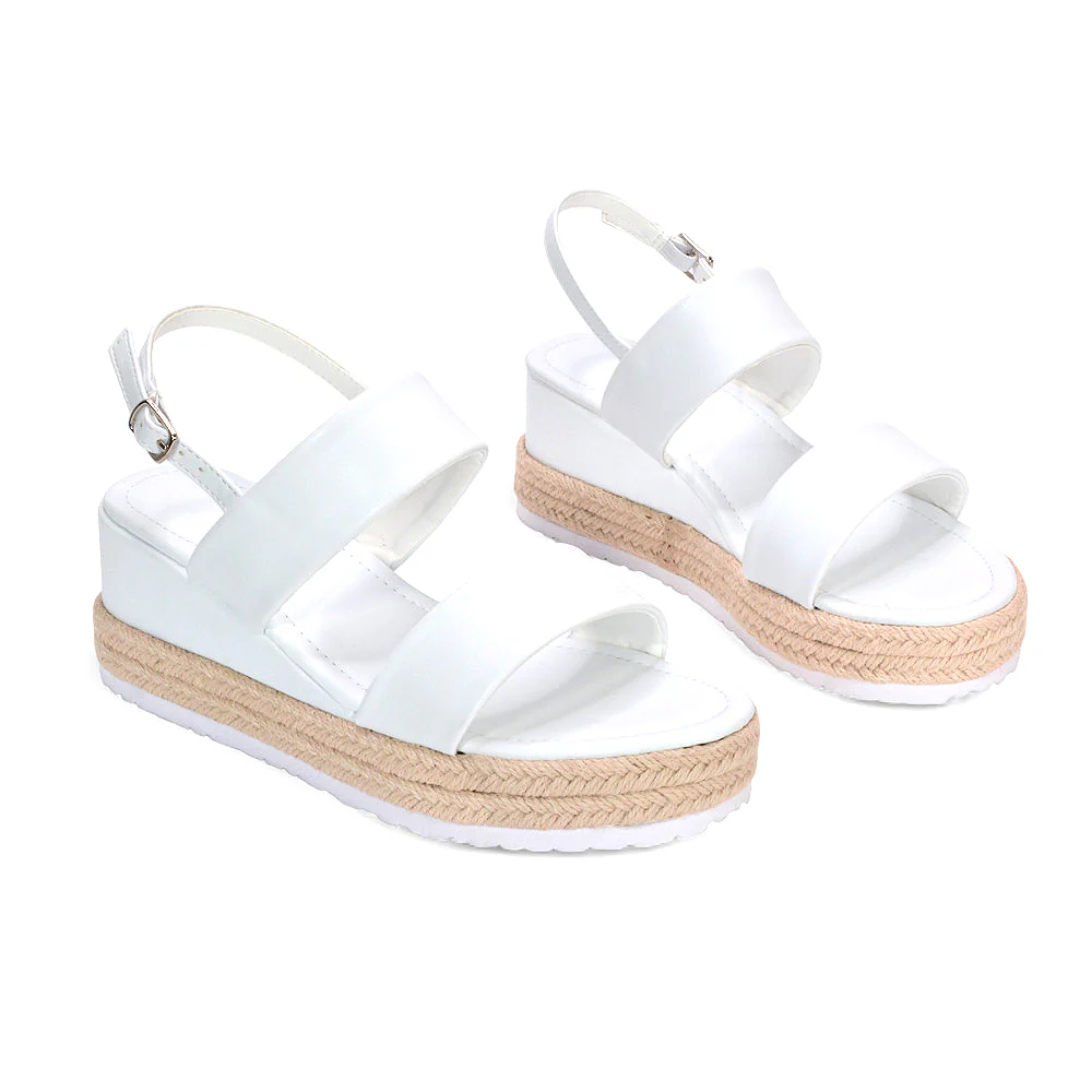 Juniper Slingback Espadrille Strappy Platform Wedge Heel Sandals in Gold Metallic - Image 20