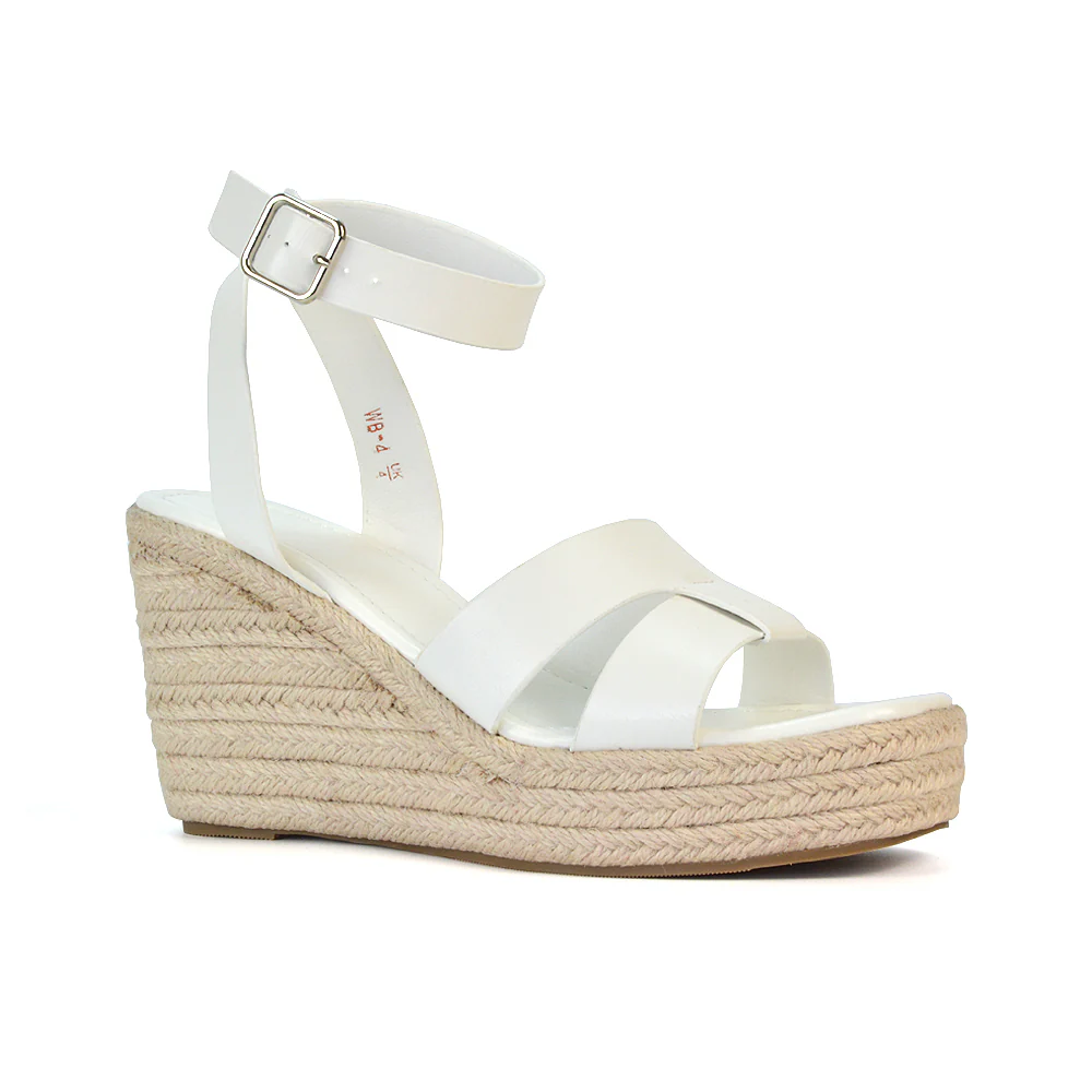Kala Espadrille Strappy Platform Wedge Heel Sandals With a Square Toe in Gold - Image 20