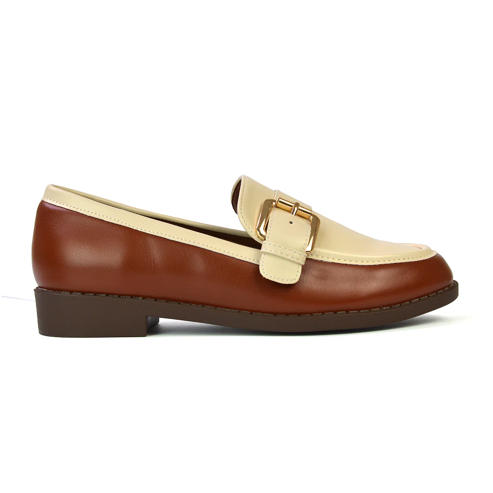 Kali Buckle Up School Shoes Loafers With Chunky Soles in Black Synthetic Leather - Image 10