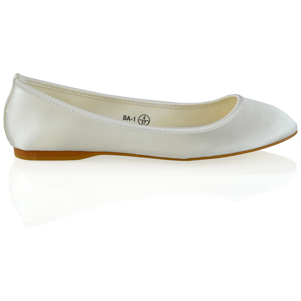 KARA FLAT BRIDAL SHOES LOW BLOCK HIGH HEELED WEDDING BALLERINA PUMPS IN IVORY SATIN - Image 12