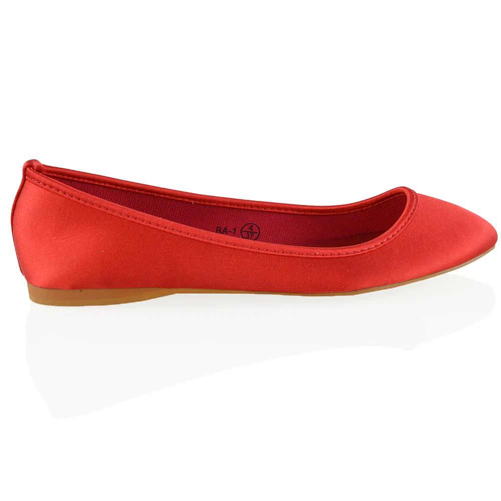 KARA FLAT BRIDAL SHOES LOW BLOCK HIGH HEELED WEDDING BALLERINA PUMPS IN RED SATIN - Image 8