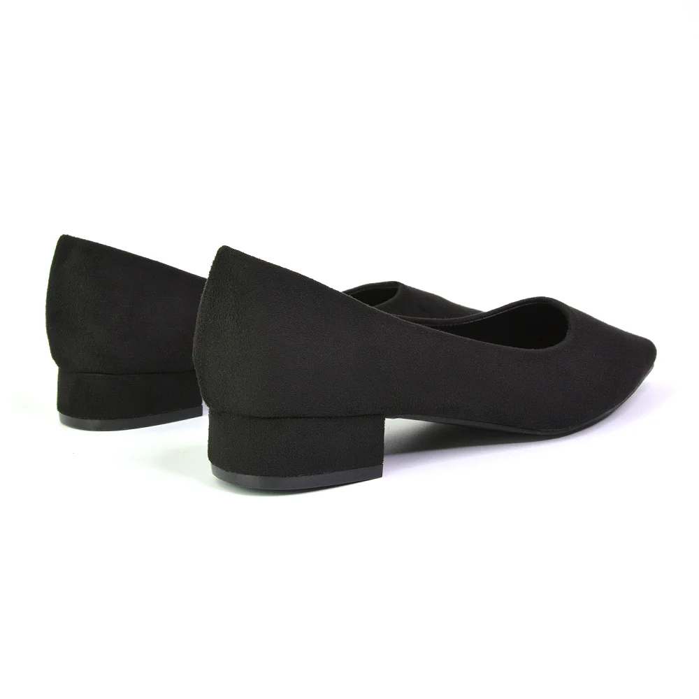 Karen Slip On Pointed Toe Wedding Shoes Low Heel Bridal Heels Court Shoes in Black - Image 122