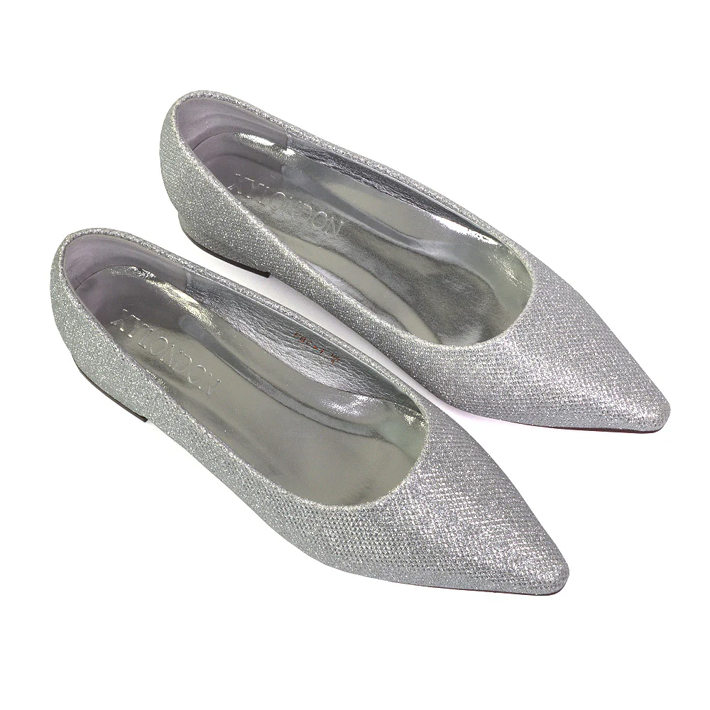 Karen Slip On Pointed Toe Wedding Shoes Low Heel Bridal Heels Court Shoes in Ivory - Image 59