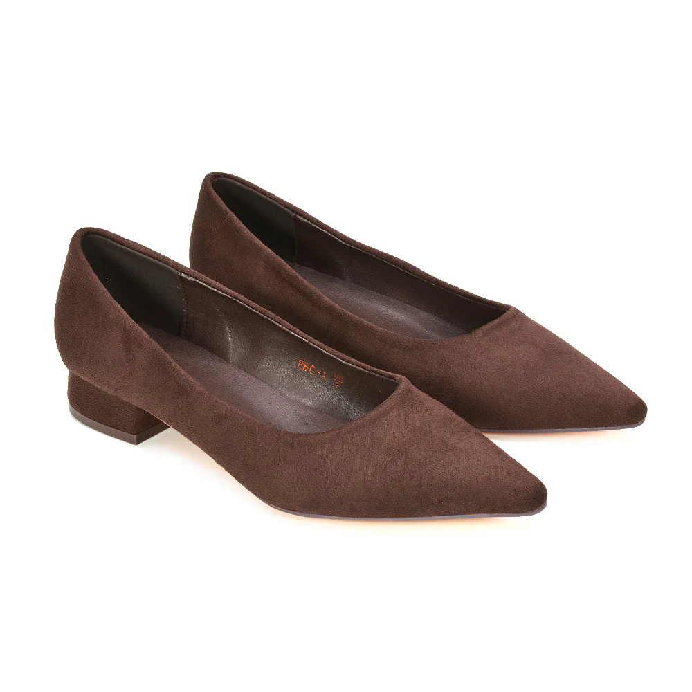Karen Slip On Pointed Toe Wedding Shoes Low Heel Bridal Heels Court Shoes in Silver - Image 132
