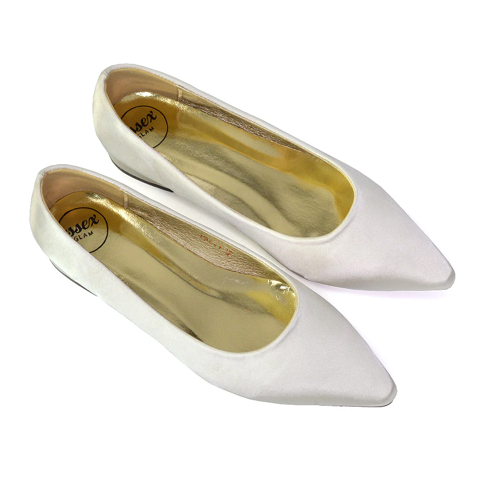 Karen Slip On Pointed Toe Low Block Heel Court Shoes in Brown Faux Suede - Image 20