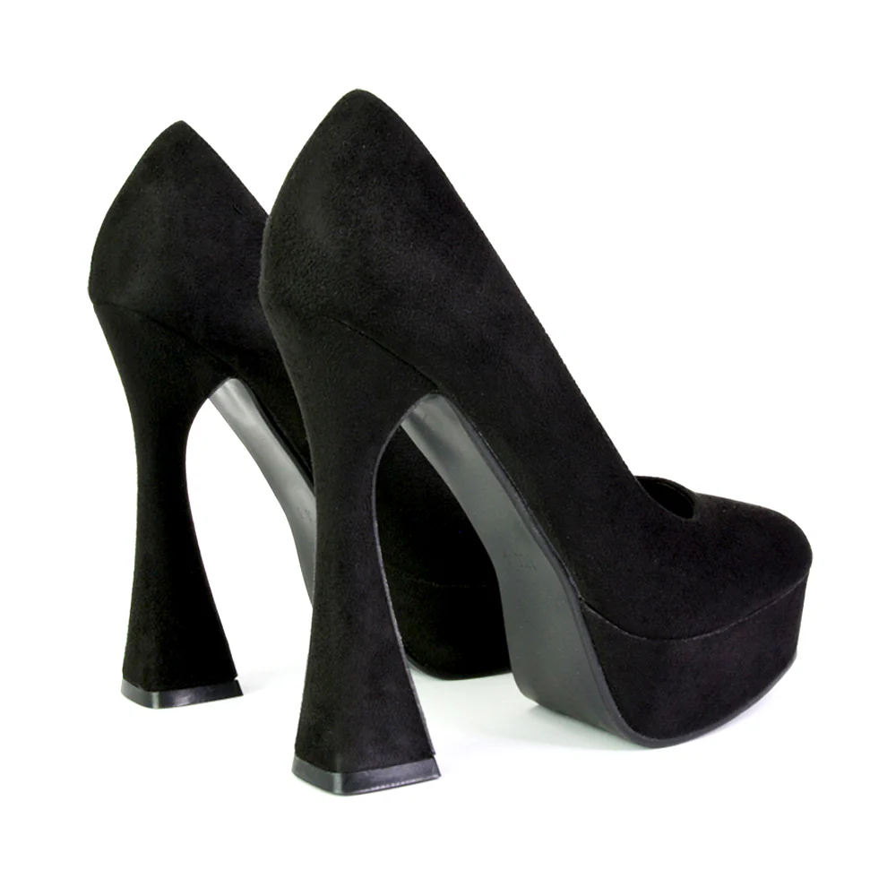 Karlie Flared Curved Stiletto Platform High Heel Court Shoes in Fuchsia - Image 77