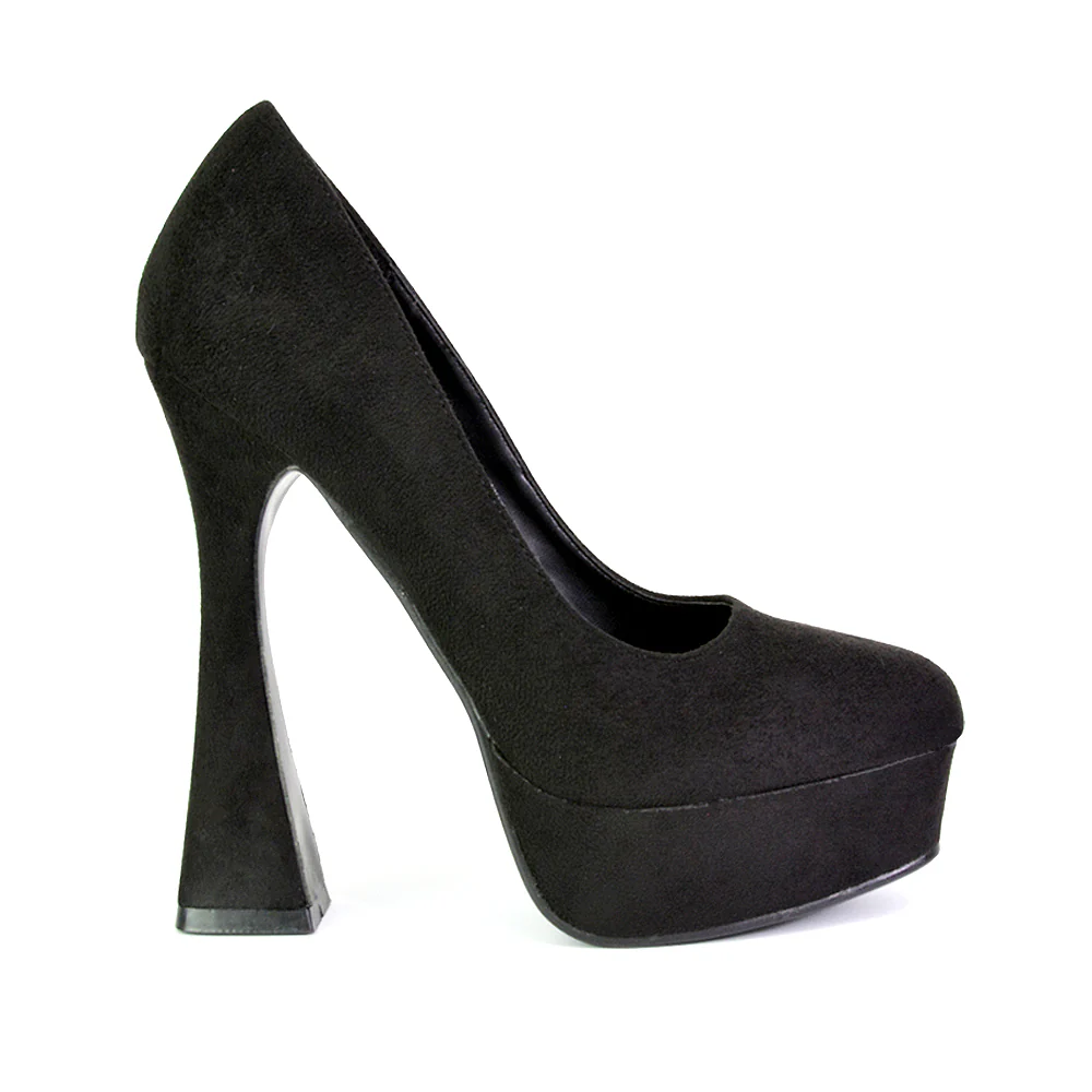 Karlie Flared Curved Stiletto Platform High Heel Court Shoes in Fuchsia - Image 83