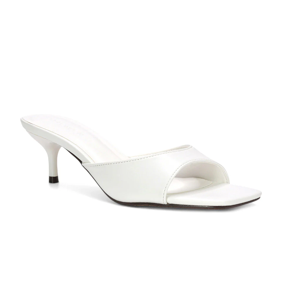 Katherine Square Toe Stiletto Kitten Heel Mule Sandals in Silver Metallic - Image 16