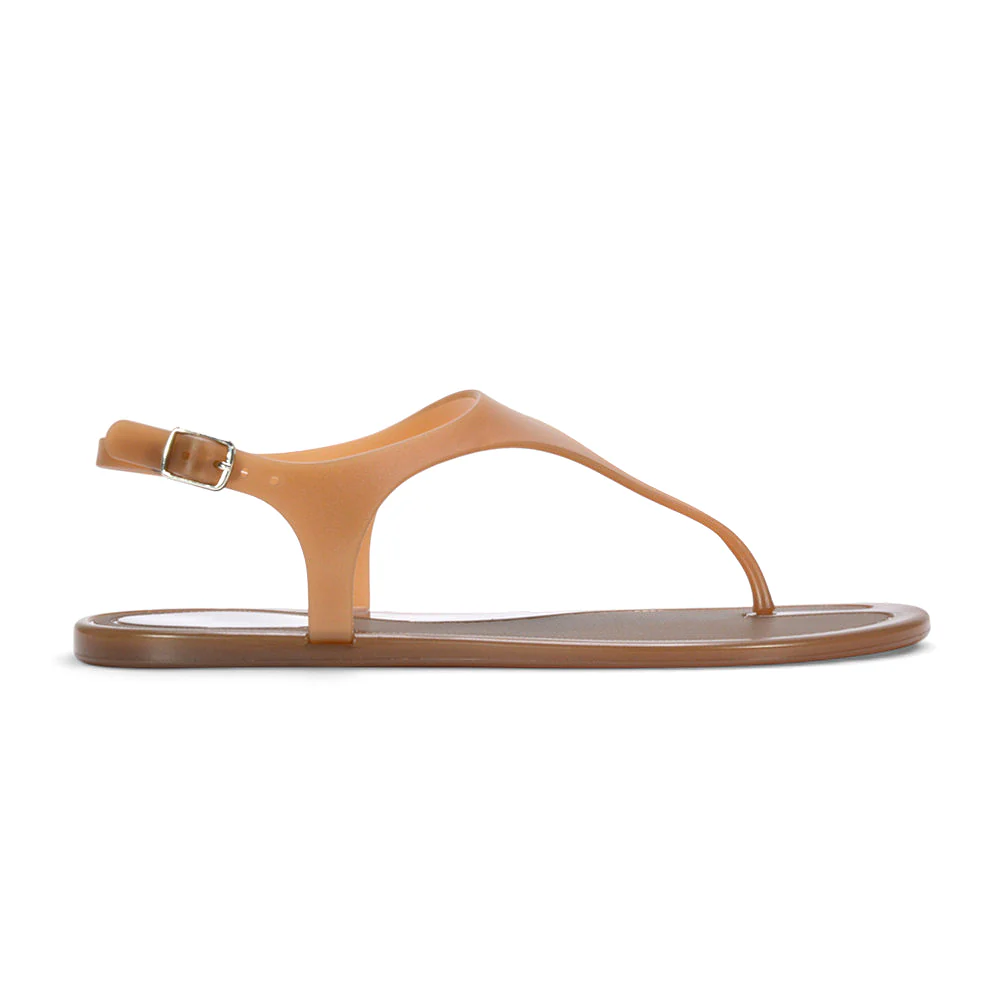 Kaylee Jelly T-Bar Strappy Flat Jelly Sandals With Toe Post in Black - Image 12