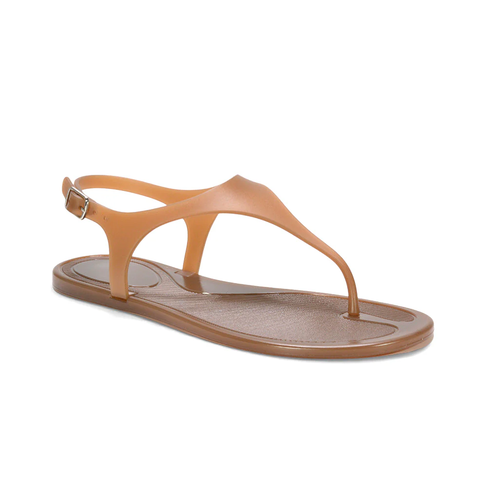 Kaylee Jelly T-Bar Strappy Flat Jelly Sandals With Toe Post in Black - Image 13