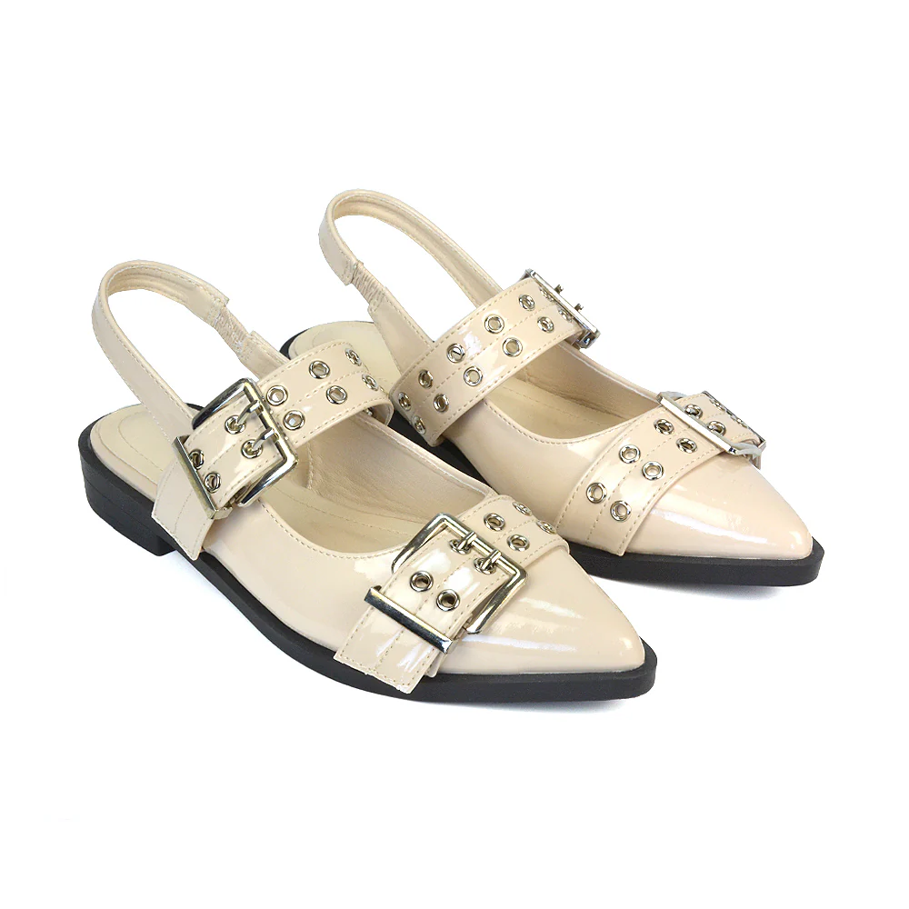 Kendall Buckle Mary Jane Ballet Pumps With Slingback Strap in Red Patent - Image 7