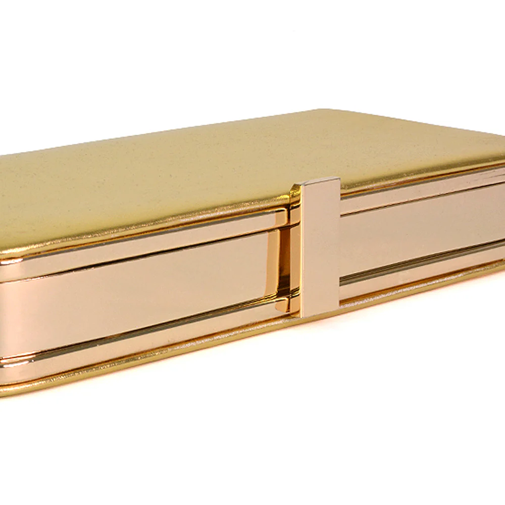 Kennedi Metallic Clutch Evening Party Purse Bag in Gold - Image 11