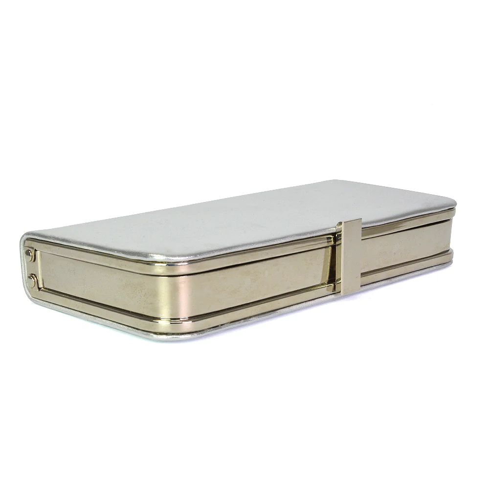 Kennedi Metallic Clutch Evening Party Purse Bag in Gold - Image 6