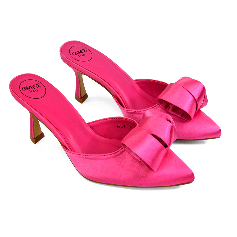 Keri Slip On Mid High Heel Stilettos Mules Party Court Shoes with Pointed Toe in Black - Image 15