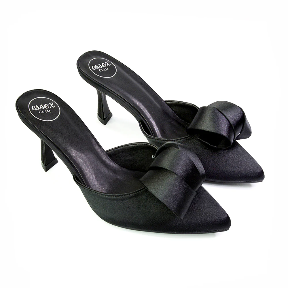 Keri Slip On Mid High Heel Stilettos Mules Party Court Shoes with Pointed Toe in Fuchsia - Image 78