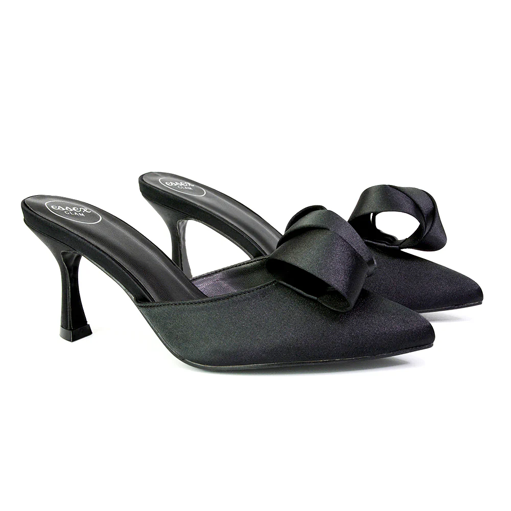 Keri Slip On Mid High Heel Stilettos Mules Party Court Shoes with Pointed Toe in Fuchsia - Image 85
