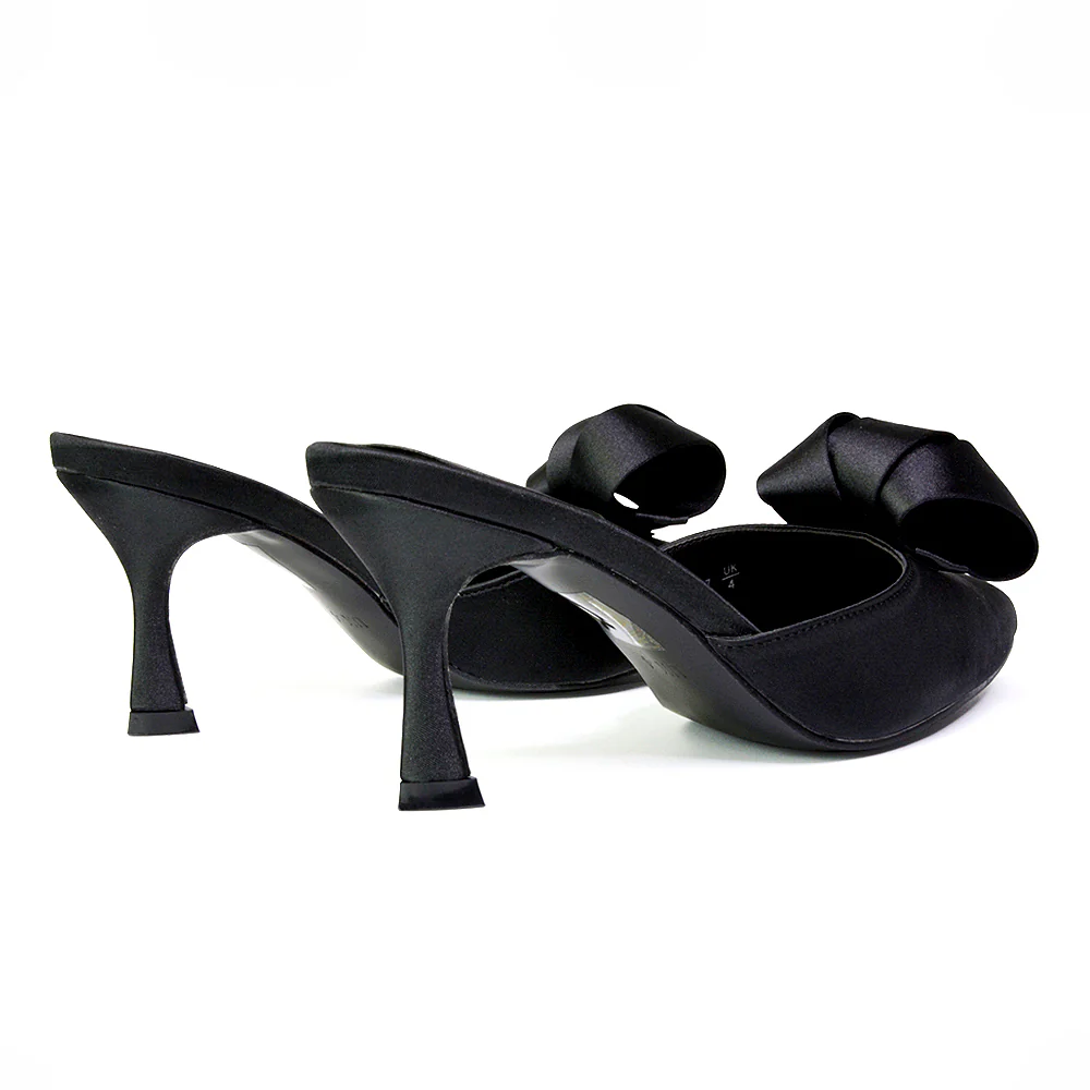 Keri Slip On Mid High Heel Stilettos Mules Party Court Shoes with Pointed Toe in Fuchsia - Image 91