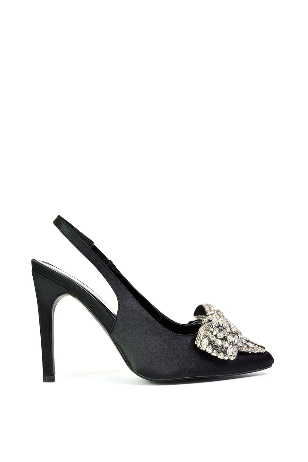 Kimmy Diamante Bow Pointed Toe Court Shoes Stiletto High Heels in Black - Image 69