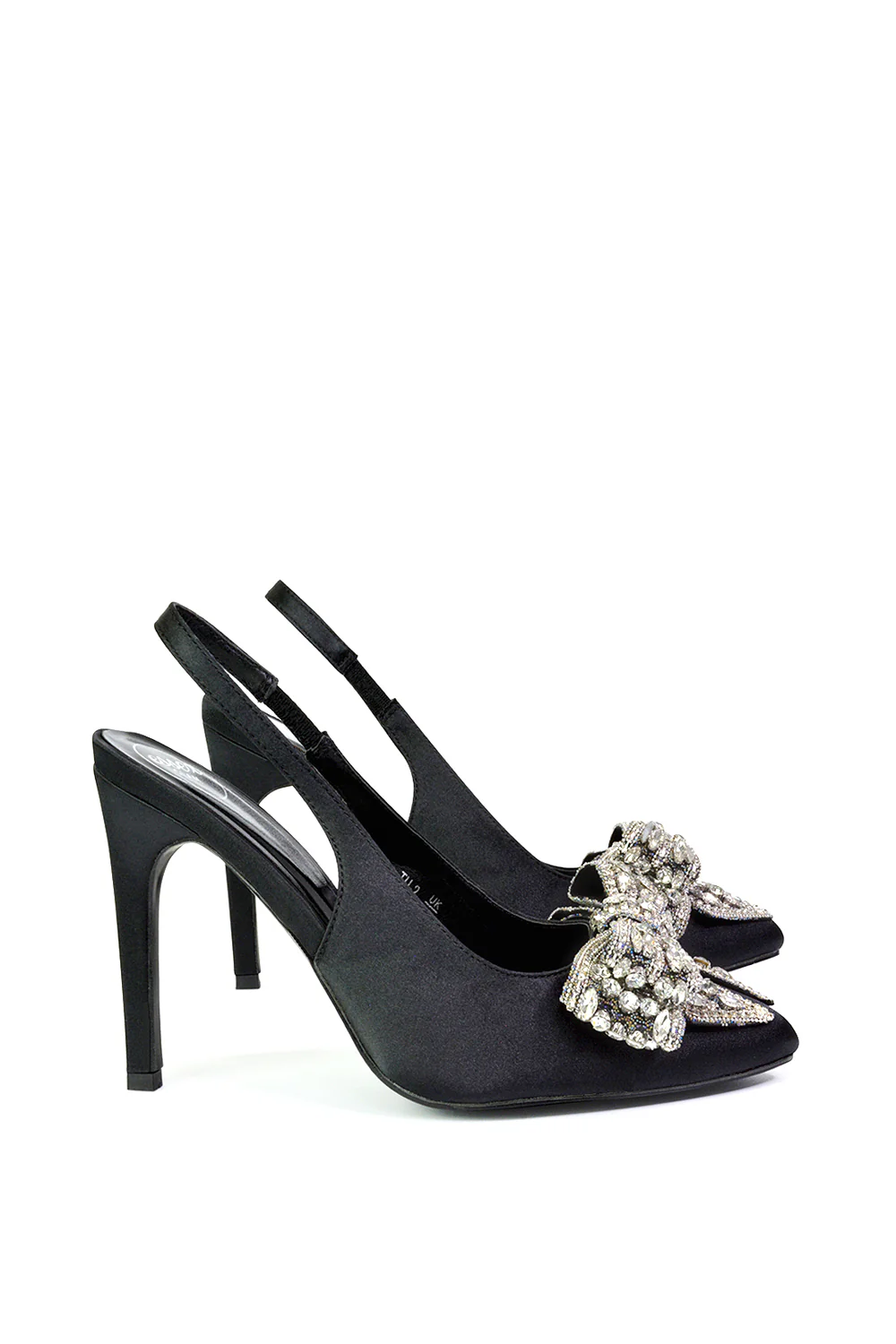 Kimmy Diamante Bow Pointed Toe Court Shoes Stiletto High Heels in Black - Image 77