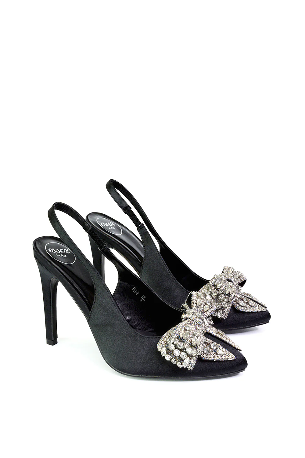 Kimmy Diamante Bow Pointed Toe Court Shoes Stiletto High Heels in Gold - Image 94
