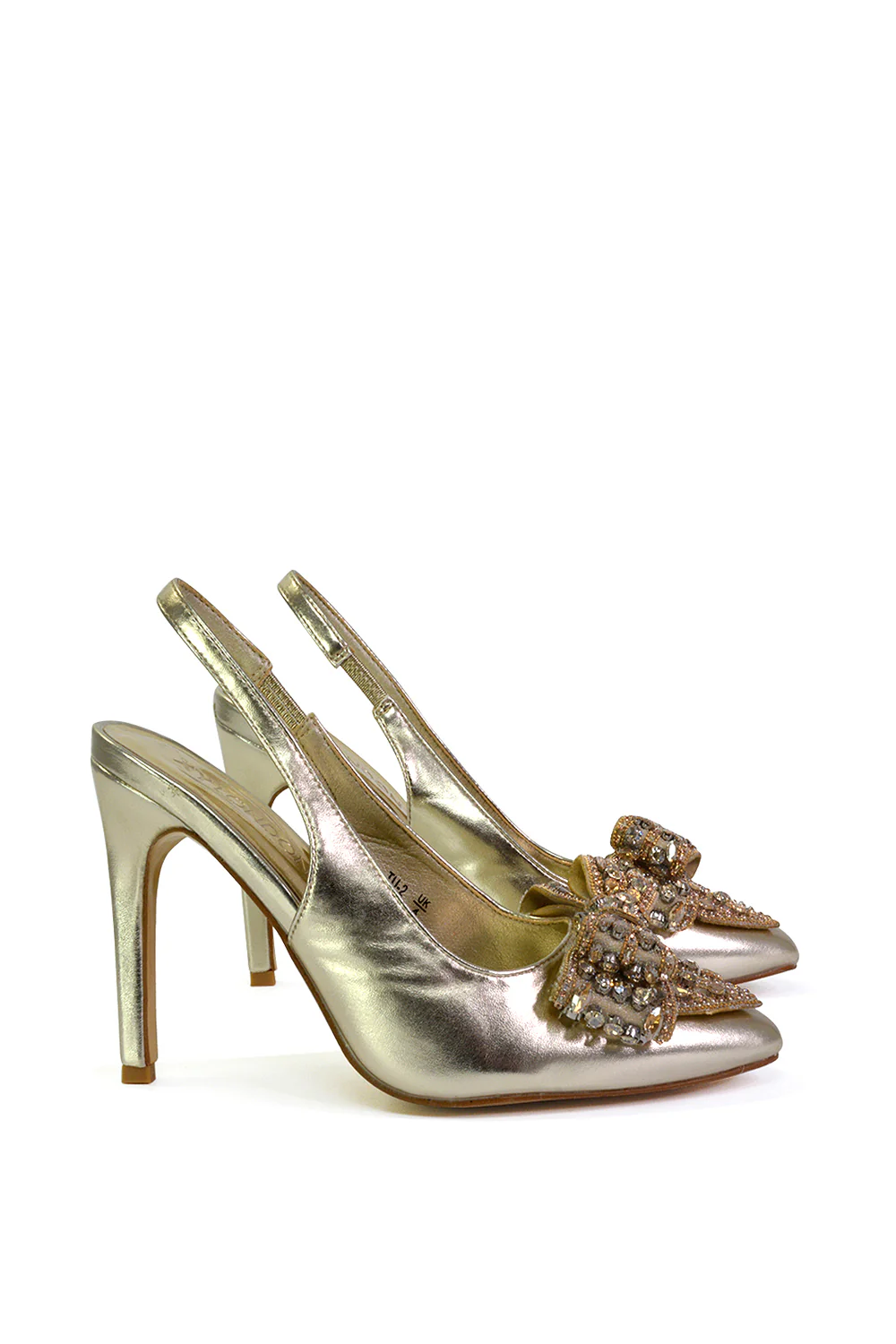 Kimmy Diamante Bow Pointed Toe Court Shoes Stiletto High Heels in Silver - Image 65