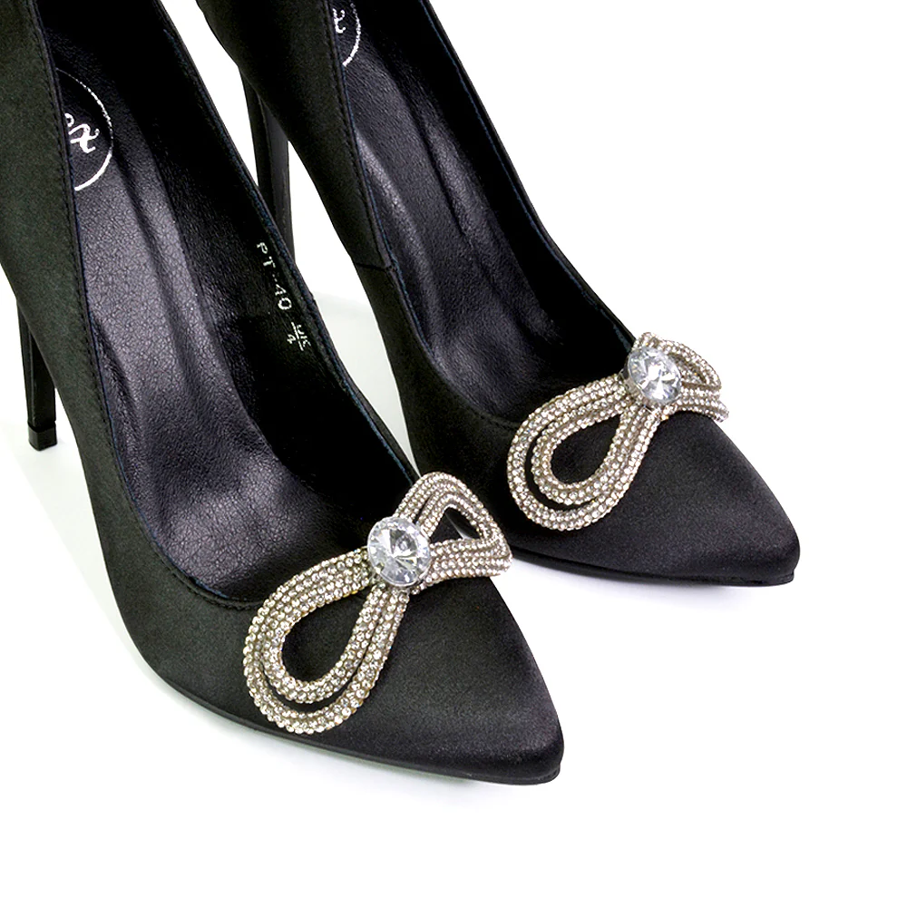 Lane Diamante Bow Pointed Toe Court Shoes Stiletto Bridal Shoes in Green - Image 152