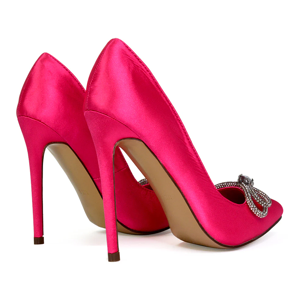 Lane Diamante Bow Pointed Toe Court Shoes Stiletto Bridal Shoes in Green - Image 45