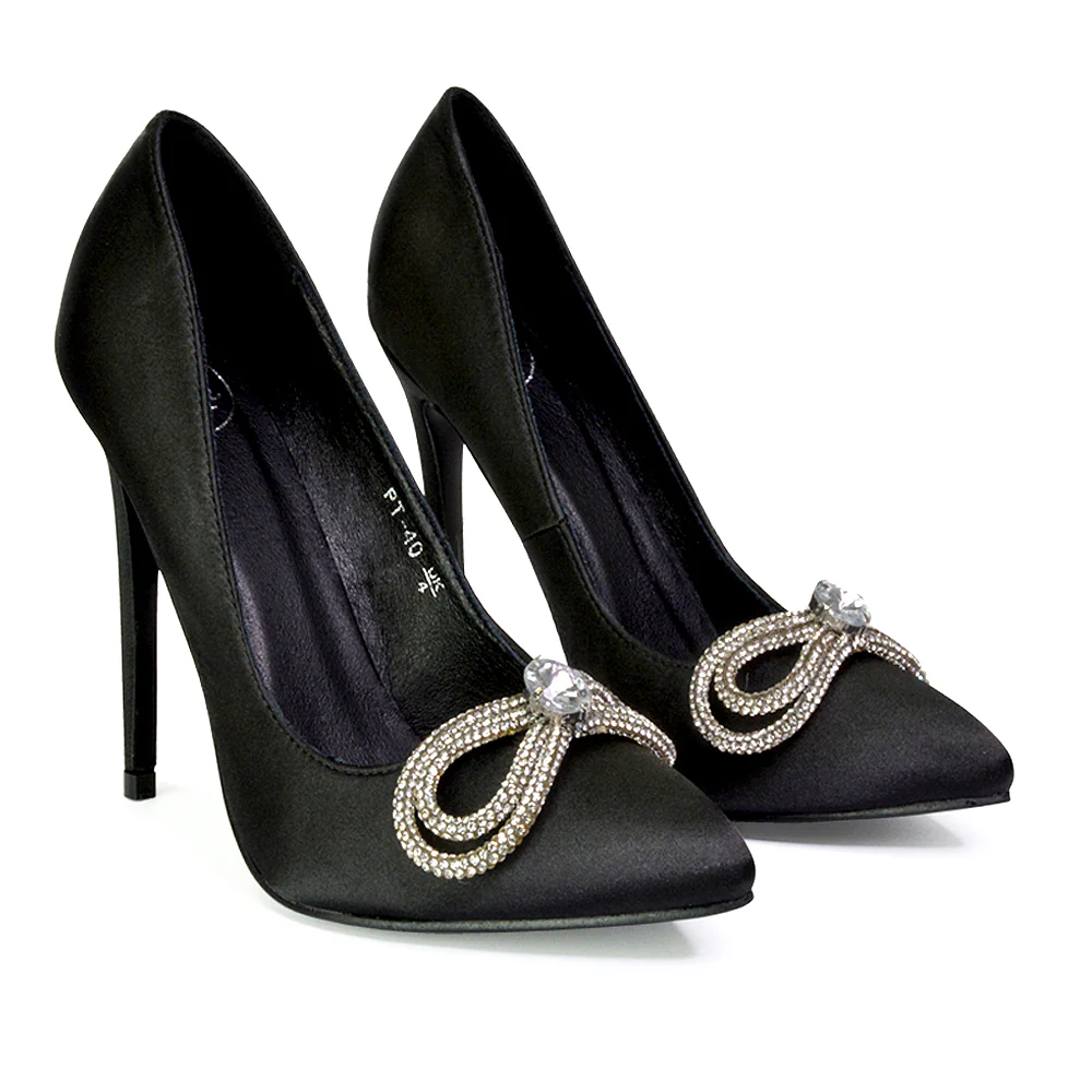 Lane Diamante Bow Pointed Toe Court Shoes Stiletto Bridal Shoes in Leopard - Image 131