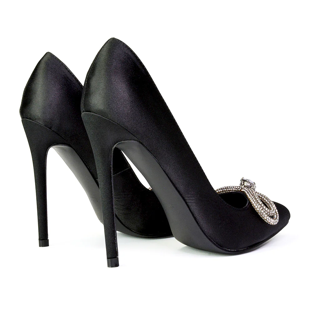 Lane Diamante Bow Pointed Toe Court Shoes Stiletto Bridal Shoes in Leopard - Image 155
