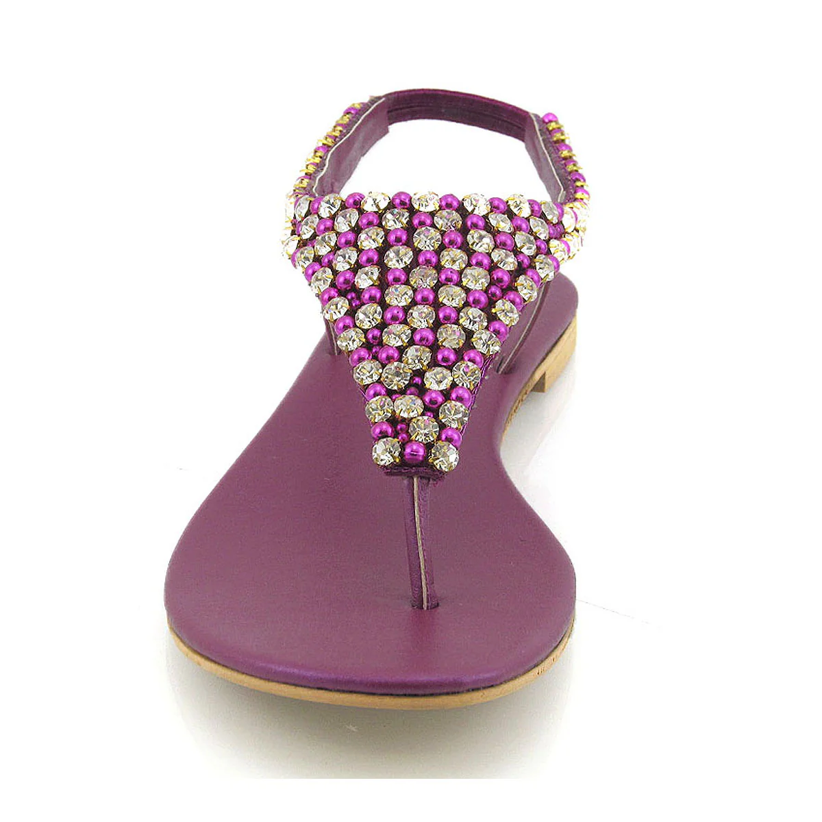 LAUREN DIAMANTE EMBELLISHED TOE POST STRAPPY SLINGBACK SPARKLY FLAT SUMMER SANDALS IN PURPLE - Image 13