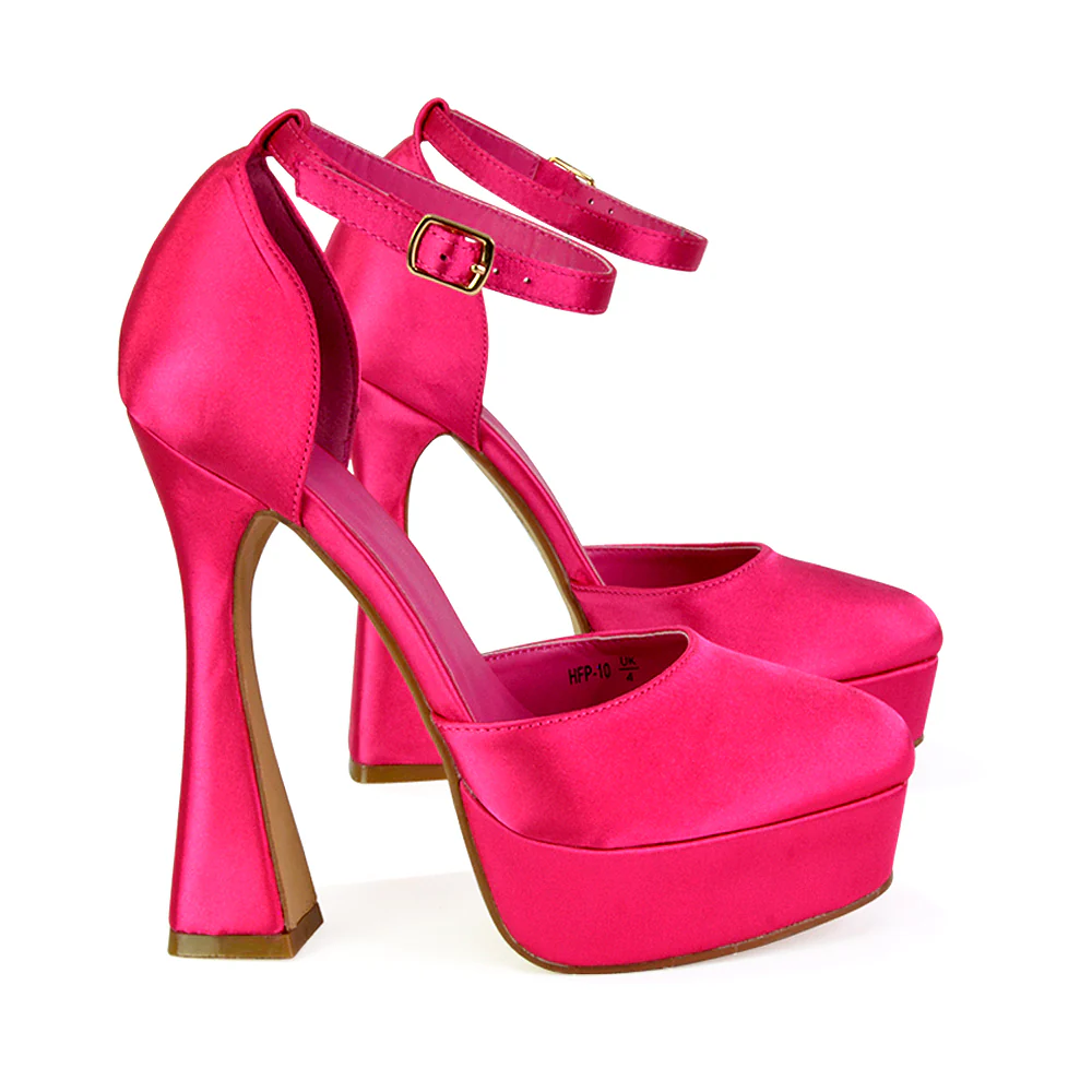 Leonardo Satin Court High Heels Platform Wedding Shoes for Bride in Black - Image 60