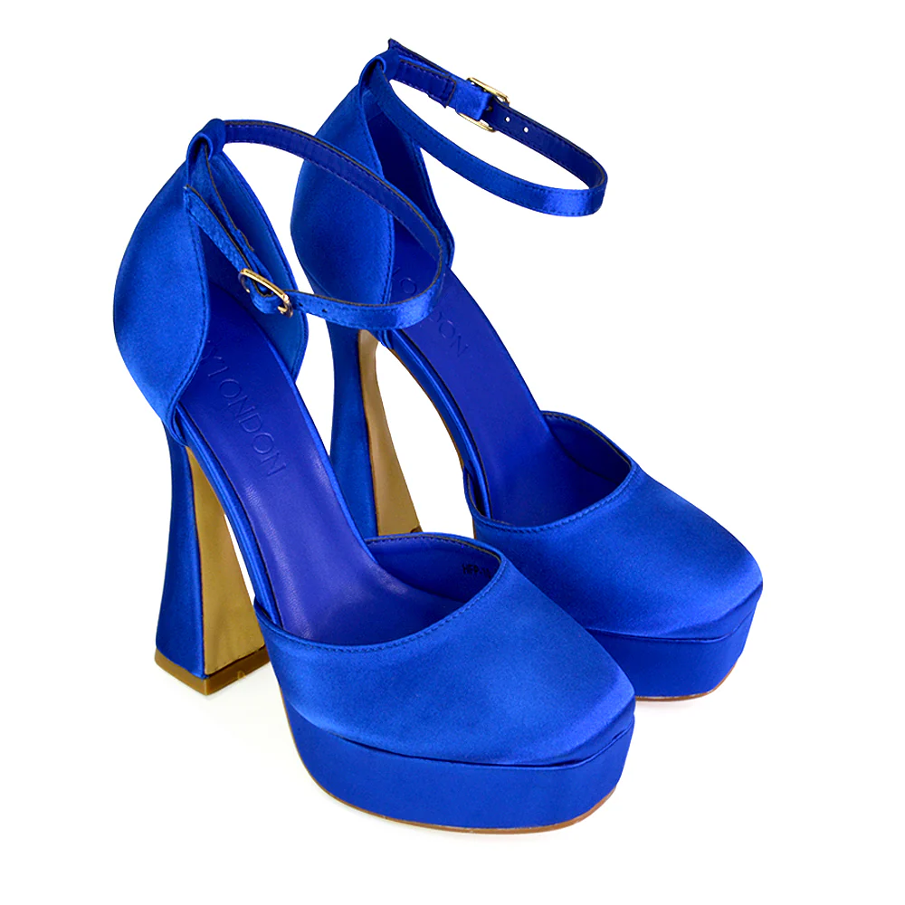 Leonardo Satin Court High Heels Platform Wedding Shoes for Bride in Blue - Image 11