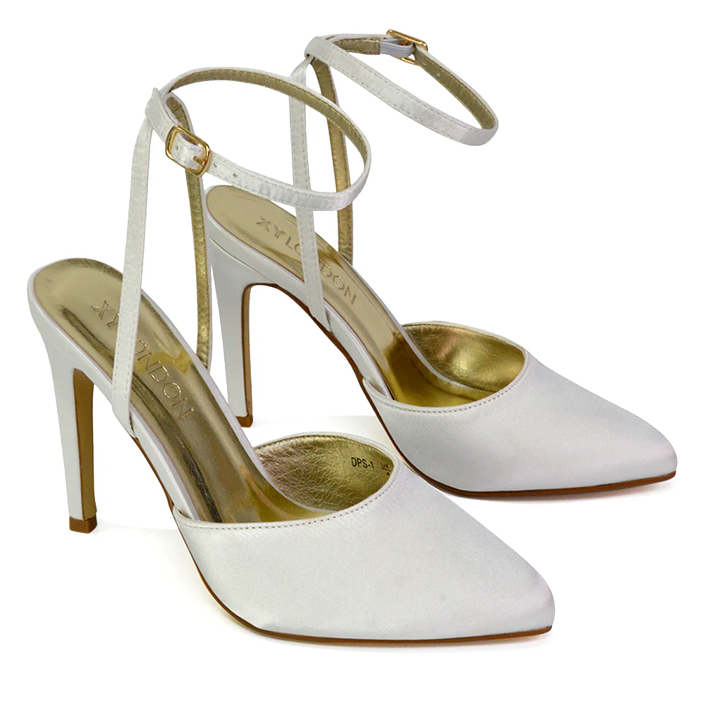 Liliane Pointed Toe Satin Court Heel Stiletto Bridal Shoes in Black - Image 121