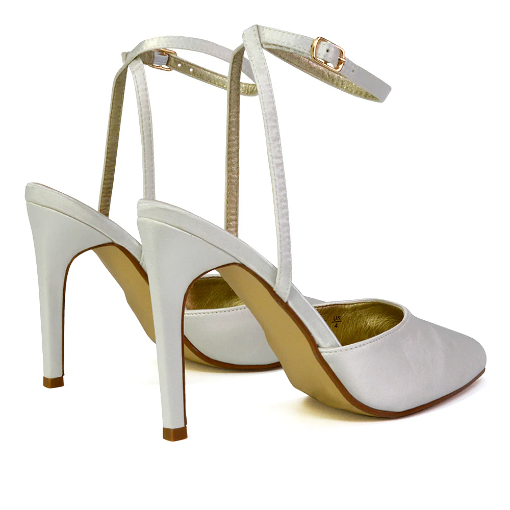 Liliane Pointed Toe Satin Court Heel Stiletto Bridal Shoes in Hot Pink - Image 101