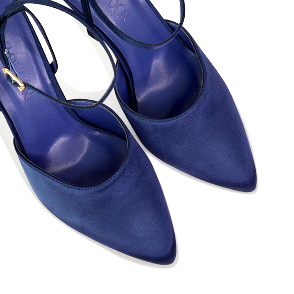 Liliane Pointed Toe Satin Court Heel Stiletto Bridal Shoes in Navy - Image 12