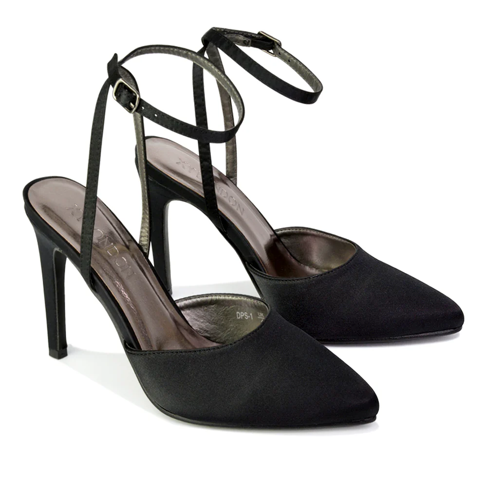 Liliane Pointed Toe Satin Court Heel Stiletto Bridal Shoes in Navy - Image 131
