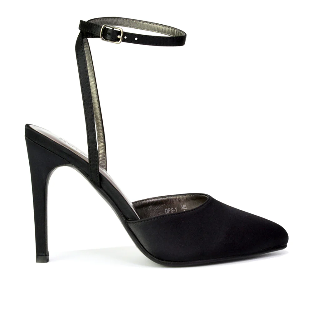 Liliane Pointed Toe Satin Court Heel Stiletto Bridal Shoes in Navy - Image 148