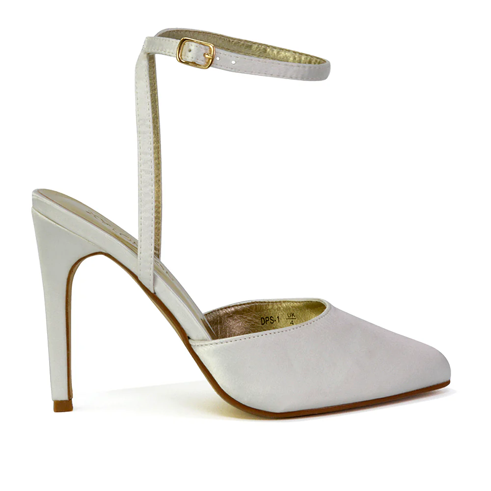 Liliane Pointed Toe Satin Court Heel Stiletto Bridal Shoes in Navy - Image 98