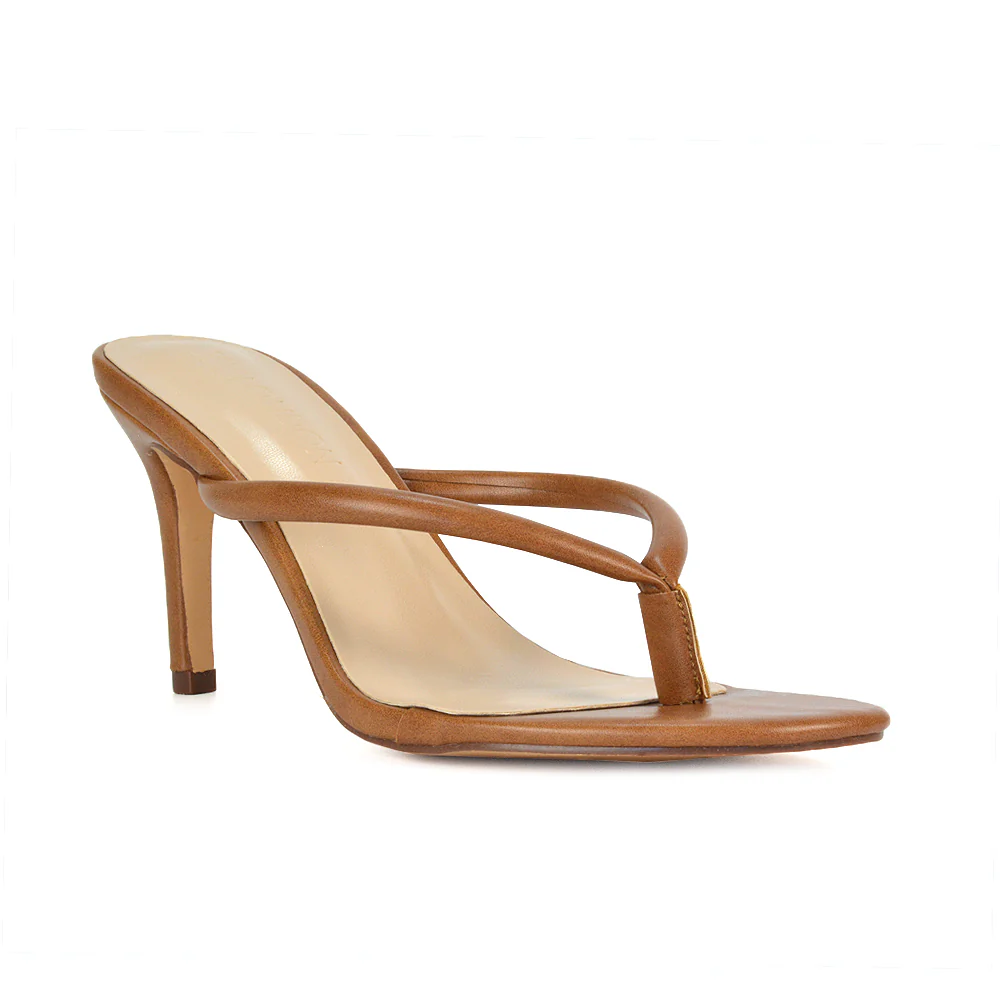 Lisa Stiletto High Heel Slip On Flip Flop Heeled Sandal Mules in Gold Metallic - Image 12