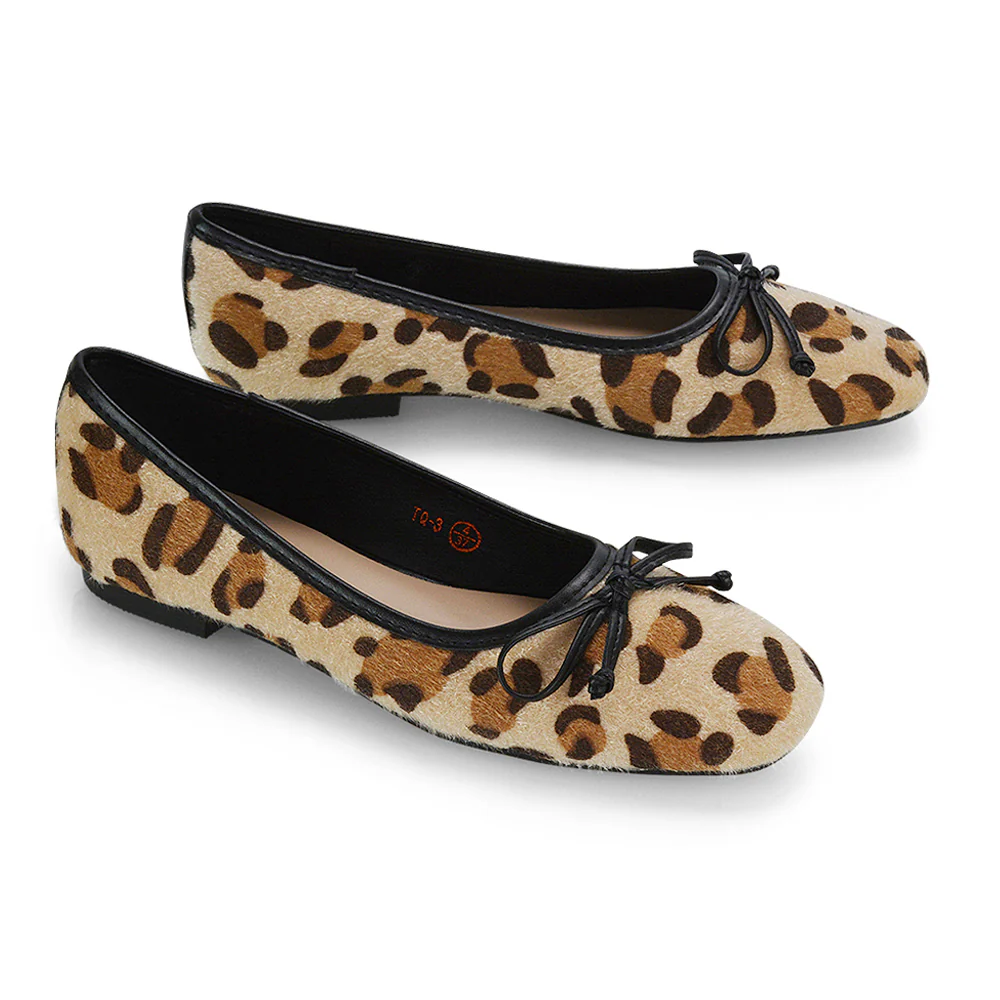 Lizzy Bow Detailing Flat Square Toe Ballerina Pump Shoes in Black PU - Image 59