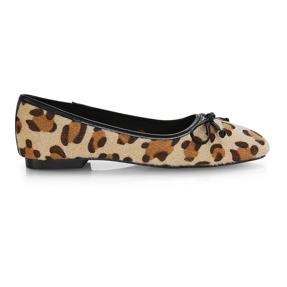 Lizzy Bow Detailing Flat Square Toe Ballerina Pump Shoes in Black PU - Image 73