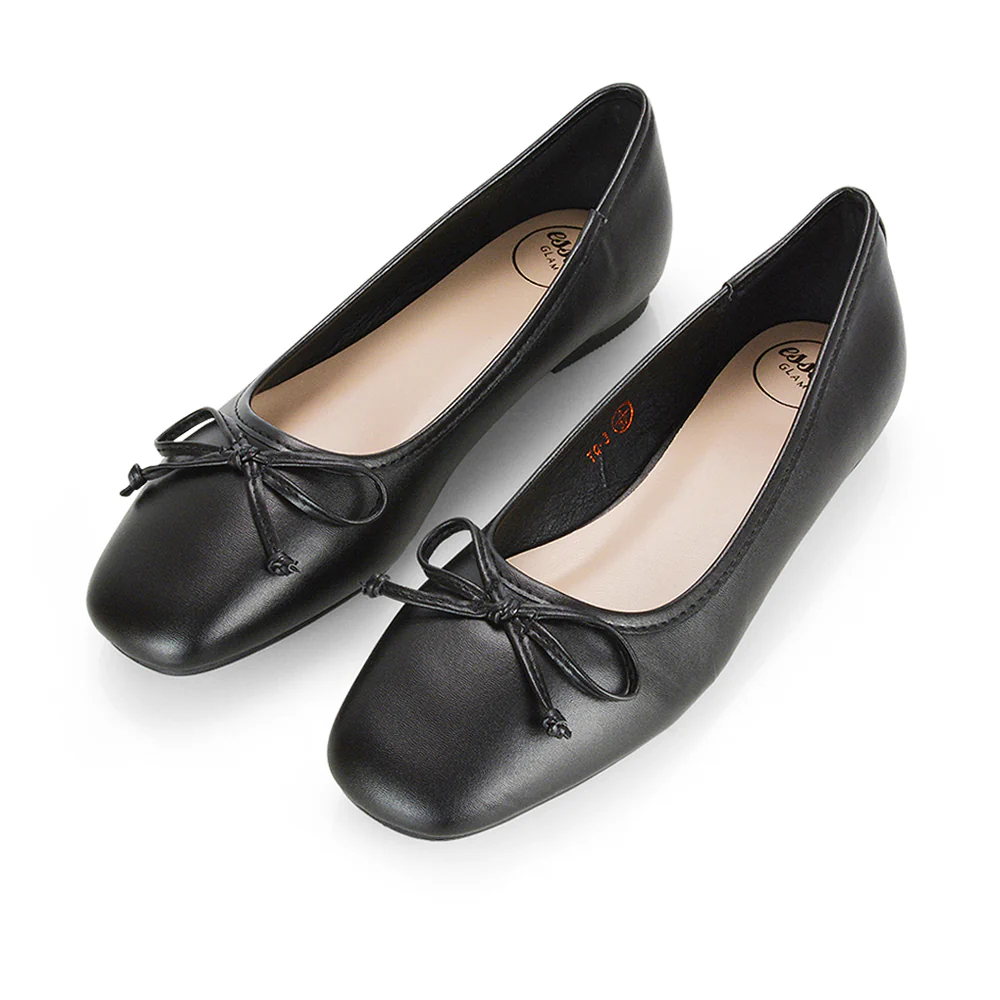 Lizzy Bow Detailing Flat Square Toe Ballerina Pump Shoes in Leopard - Image 19