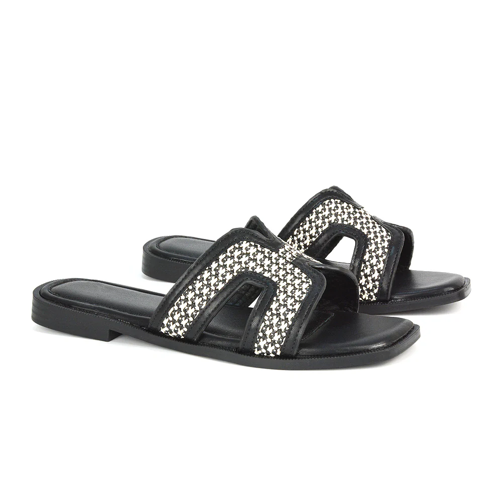Lola Cut Out Strap Flat Summer Slip On Holiday Slides in Leopard - Image 13