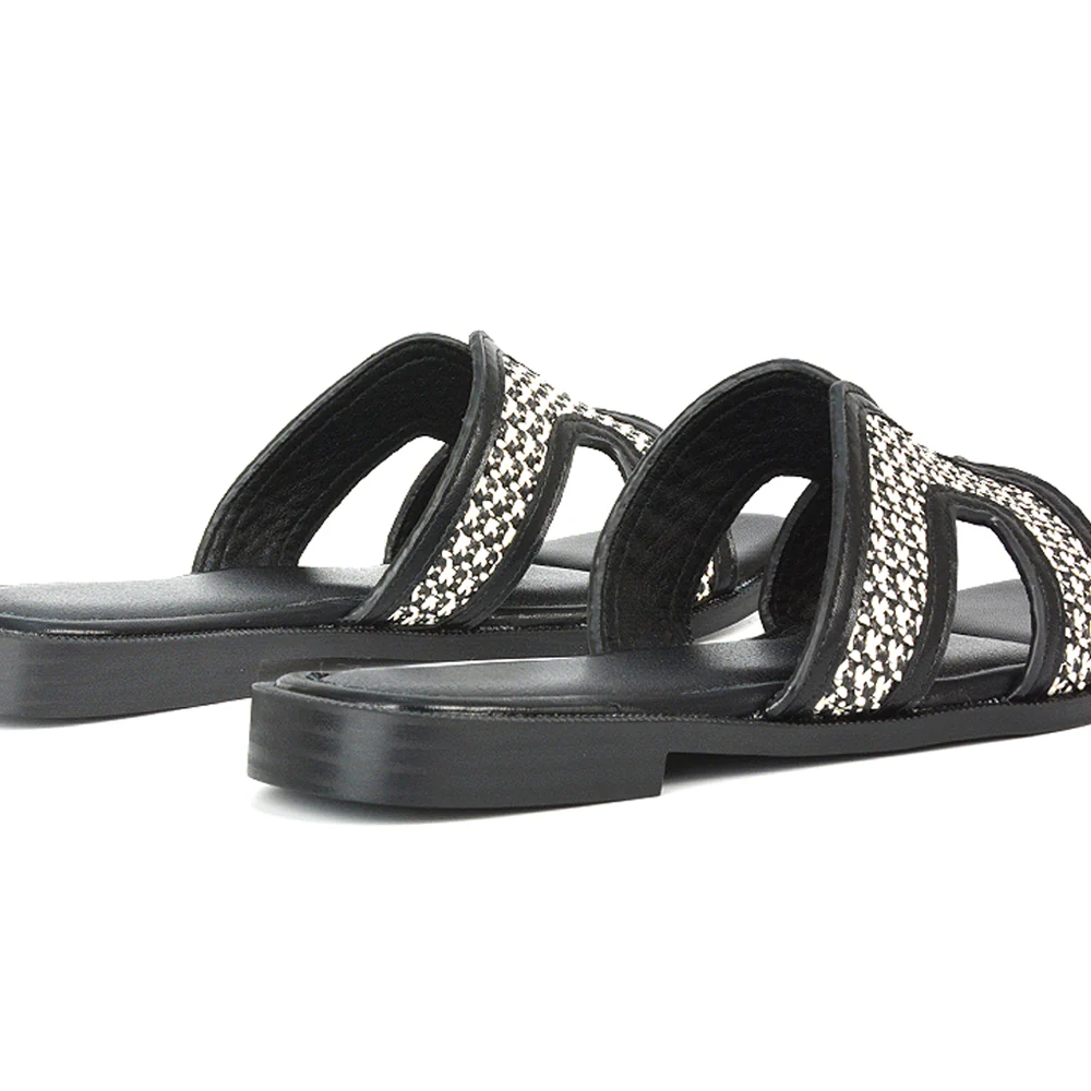 Lola Cut Out Strap Flat Summer Slip On Holiday Slides in Leopard - Image 14