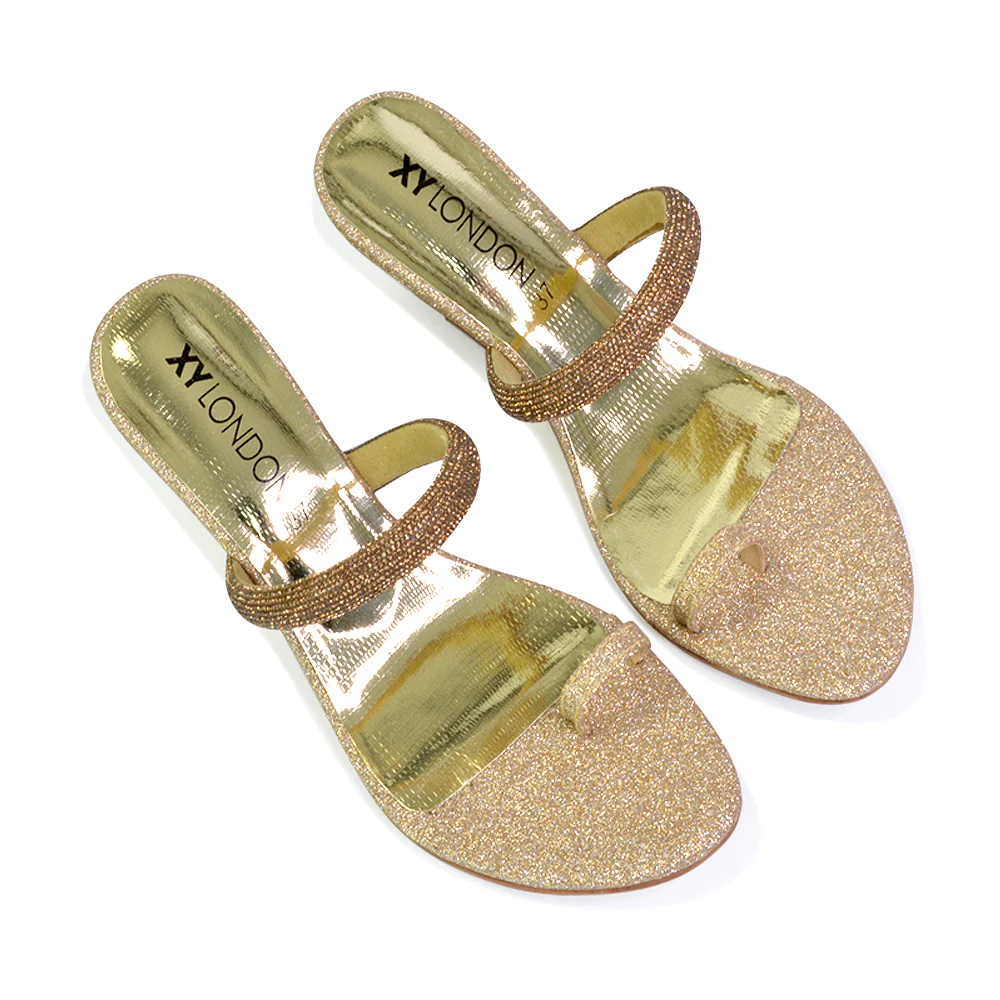 Lucille Slip On Strappy Sparkly Diamante Wedge Sandal Heels in Silver - Image 46