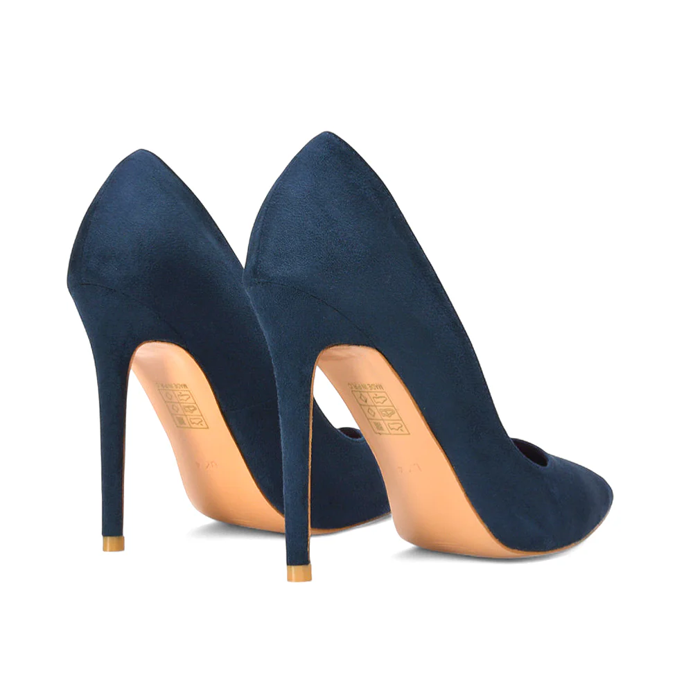 Lulu Pointed Toe Stiletto High Heel Elegant Classic Court Shoes in Black Synthetic Leather - Image 27