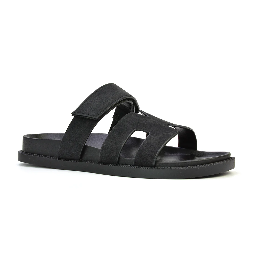Lydia Cut Out Adjustable Strap Summer Flat Sandal Sliders in White - Image 117