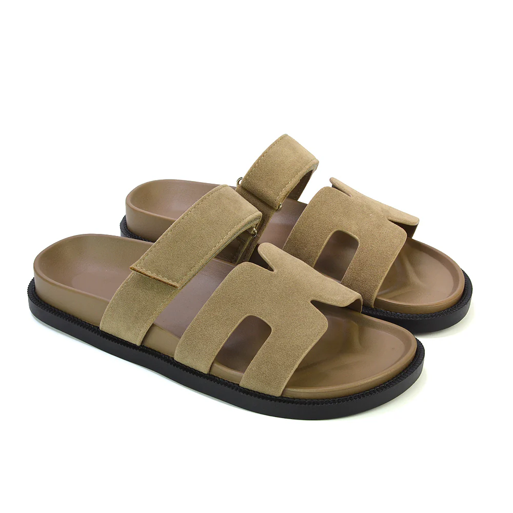 Lydia Cut Out Adjustable Strap Summer Flat Sandal Sliders in White - Image 37