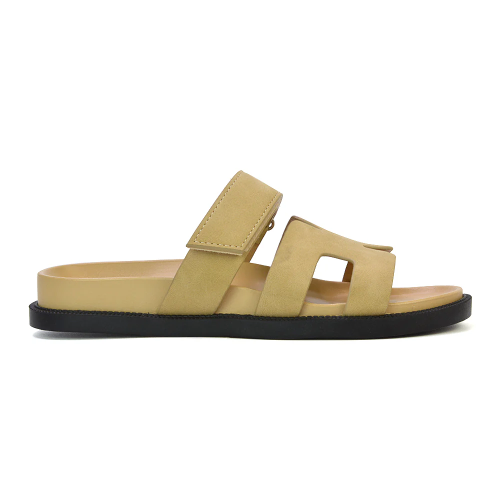 Lydia Cut Out Adjustable Strap Summer Flat Sandal Sliders in White - Image 73